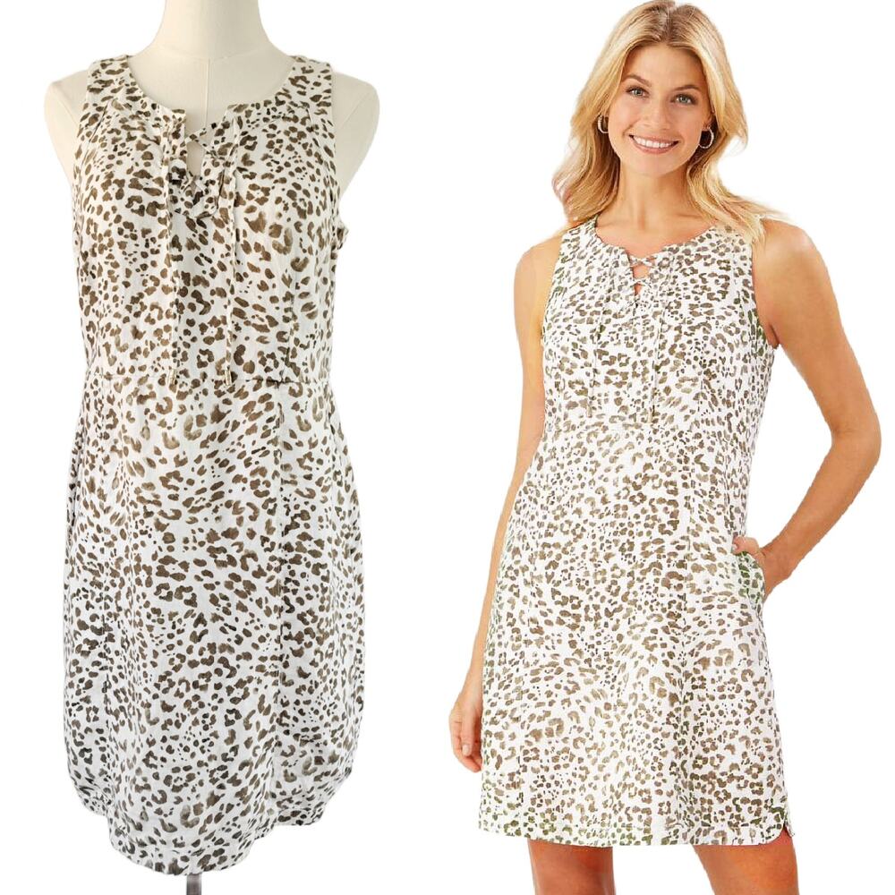 TOMMY BAHAMA Wild One Linen Lace Up Sleeveless Shift Dress XS Relaxed Beachy